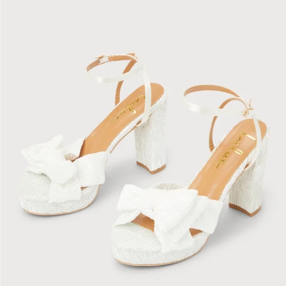 Lulu’s Lilsa Bow Platform Heels - bridal